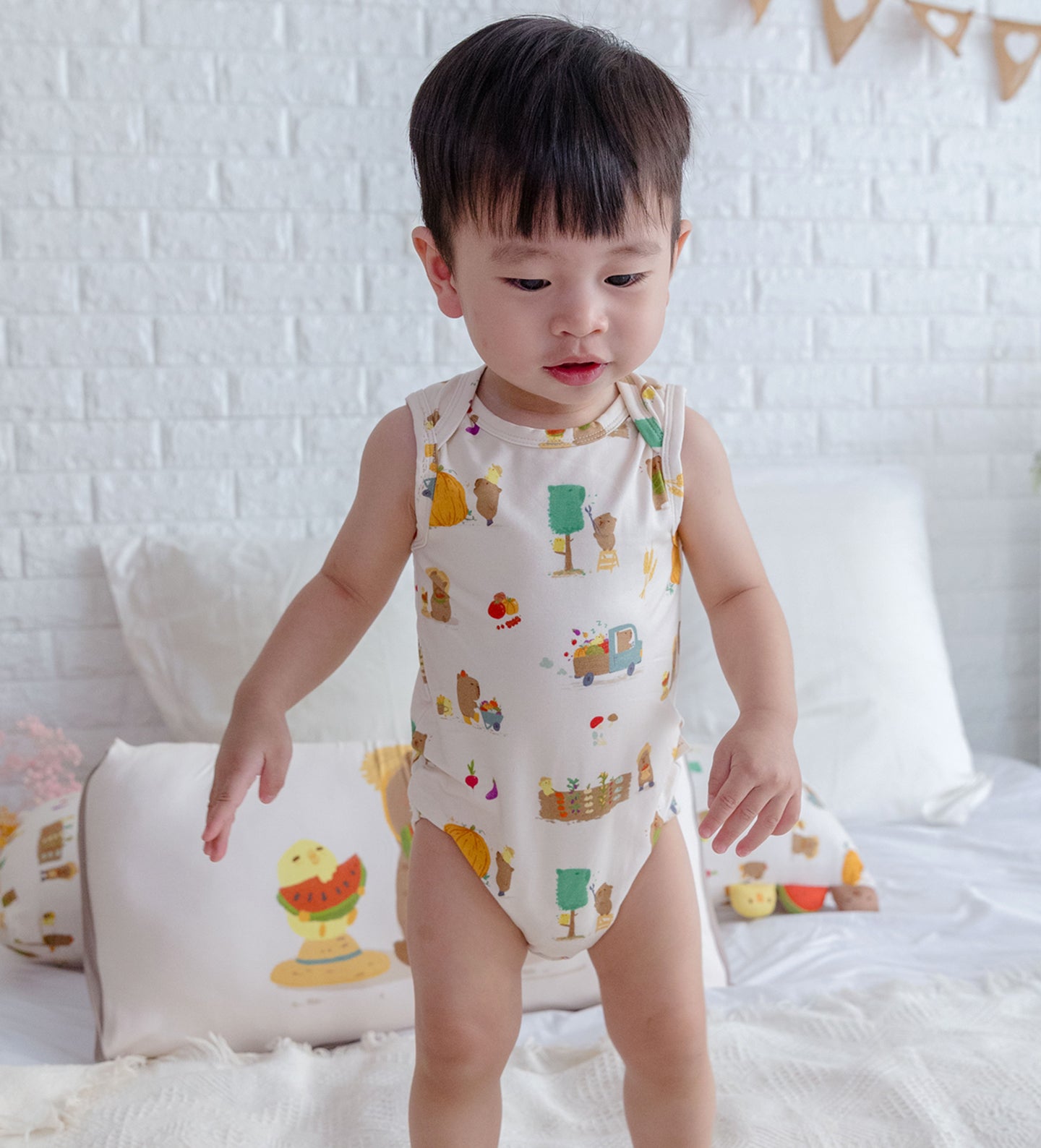 Bamboo Sleeveless Boysuit Onesie - Harvest