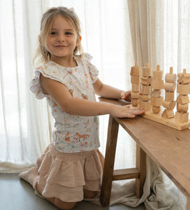 Frill Sleeve Bamboo Tee - Woodland