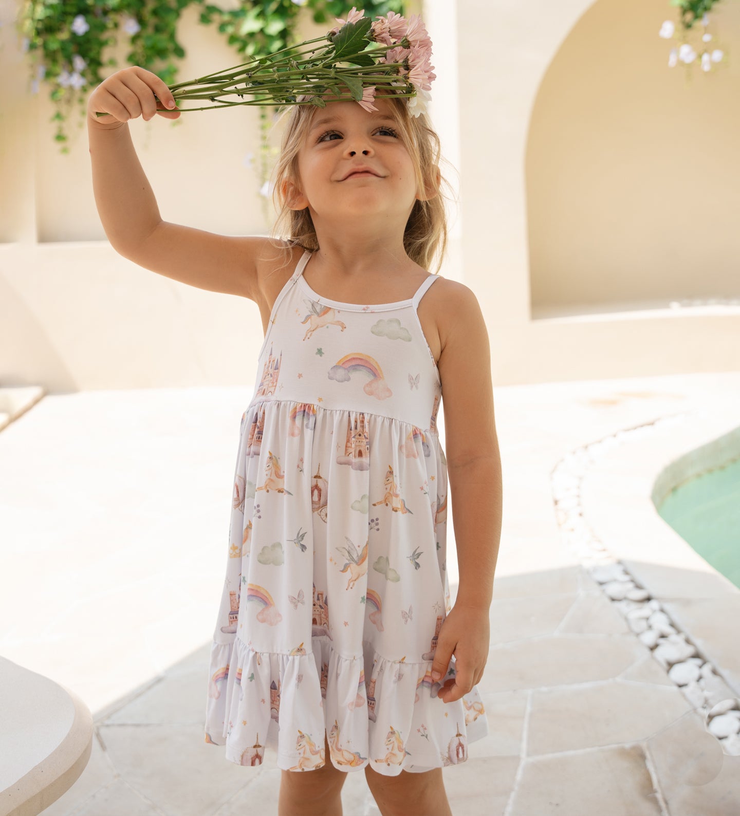 Sleeveless Bamboo Twirl Dress - Unicorn