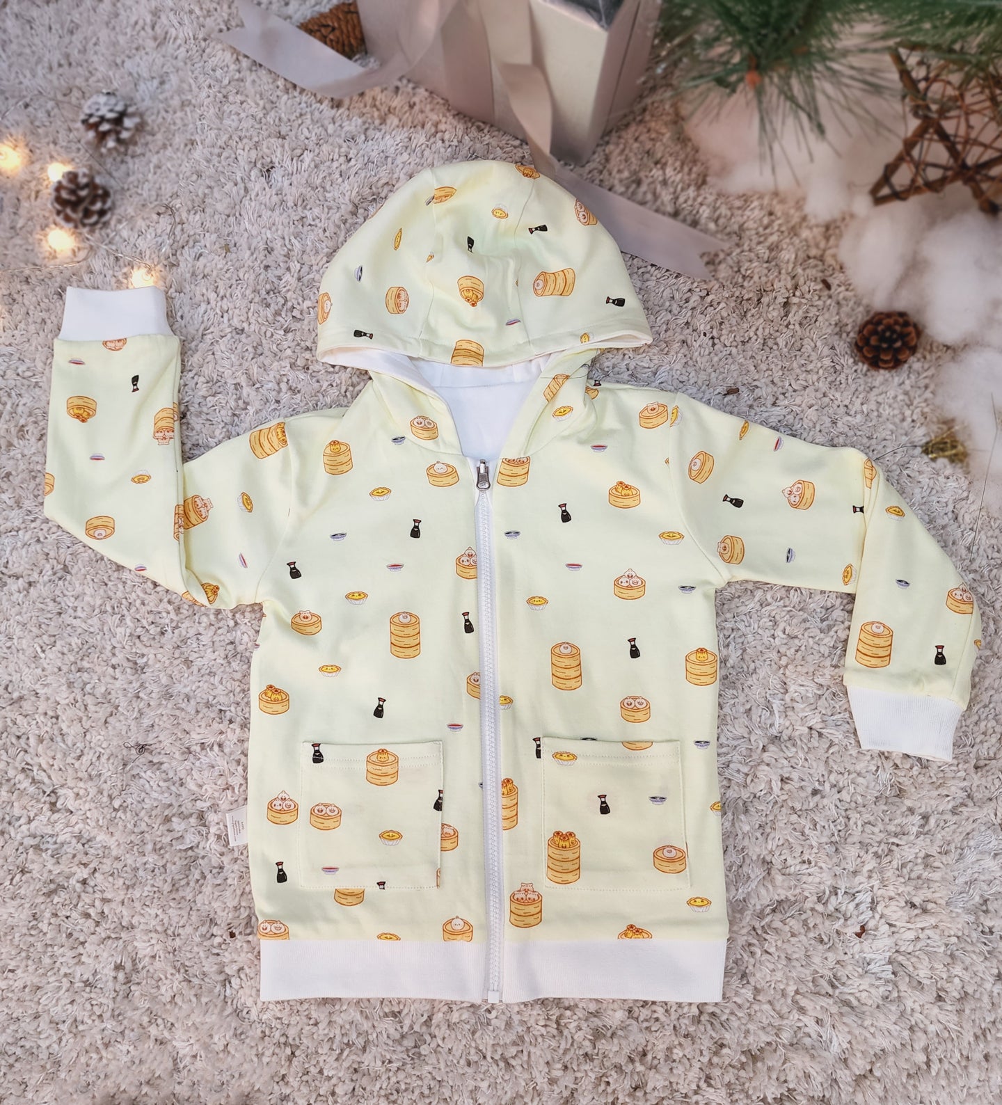 Organic Cotton Reversible Hoodie Jacket (Dim Sum)